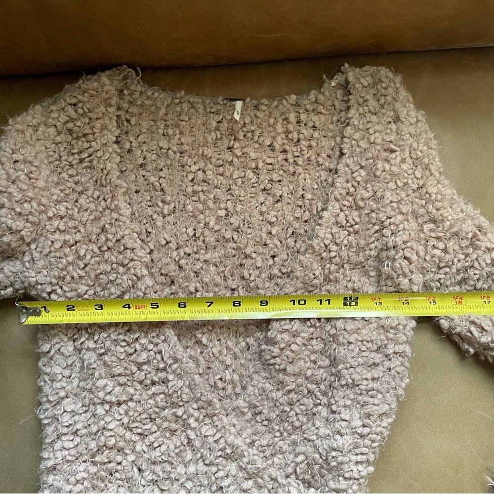 Free People pink Teddy marshmallow furry wrap sweater ballet romantic - Picture 7 of 7